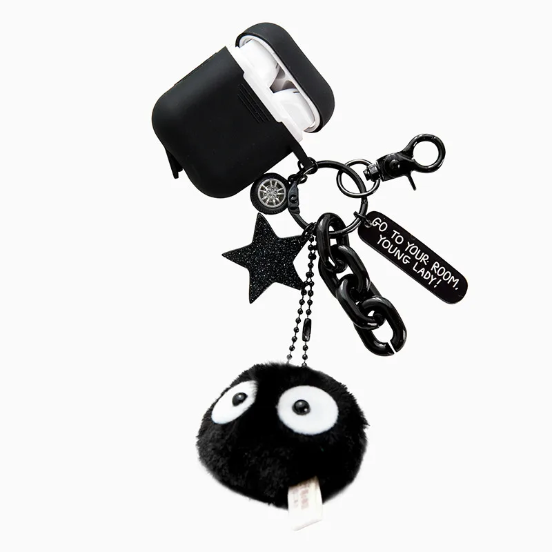 xinxing Cartoon Cute Keychains Spirited Away Miyazaki Hayao Fur Pom Pom Keychain Totoro Small Pedants Aripod Keychain