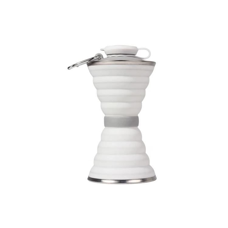 Folding Sports Kettle Travel Outdoor Stainless Steel Expansion Silicone  Collapsible Cups WIth Lid