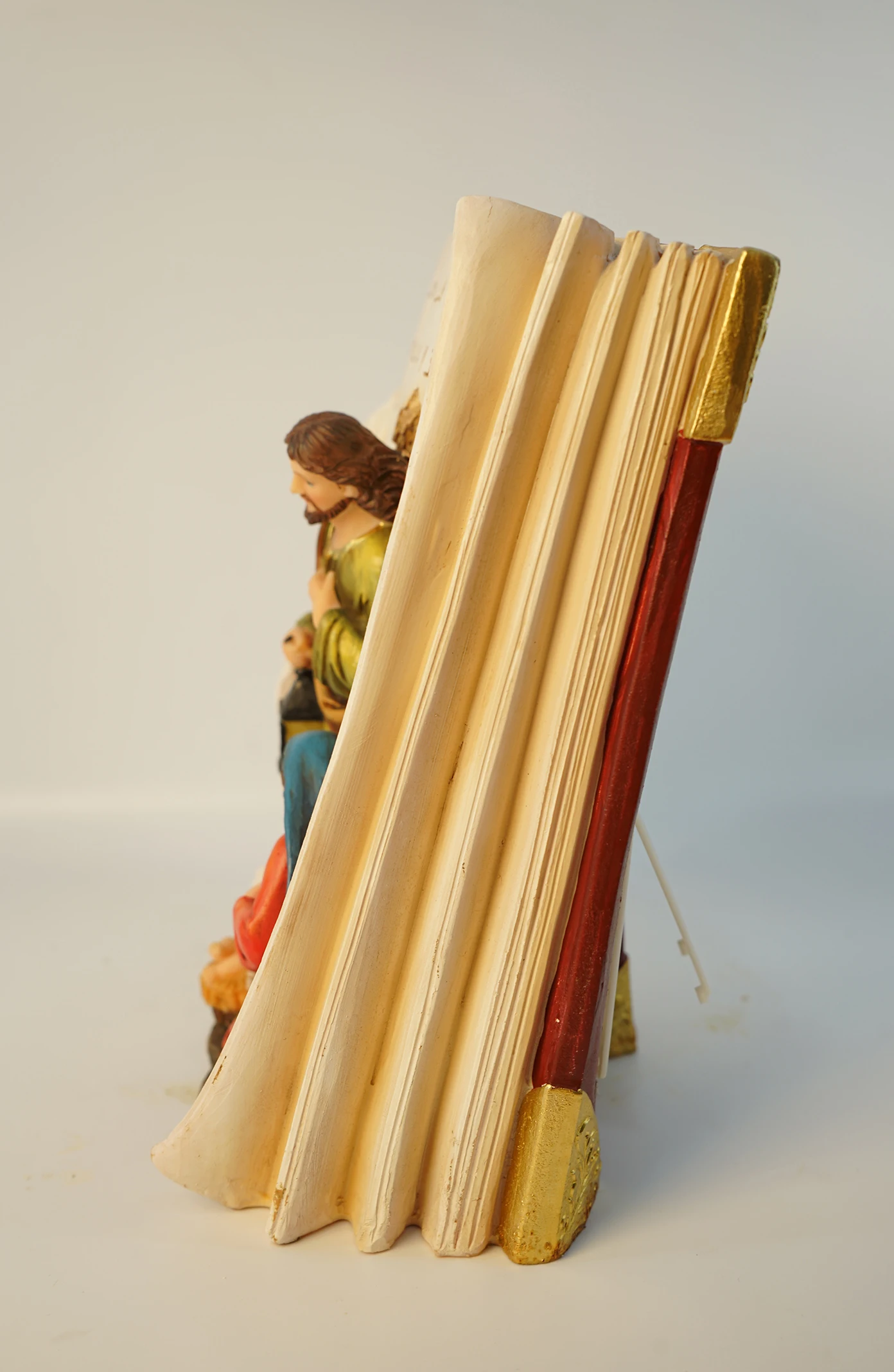 Top Grace Custom Book Holy Family Resin Holy Father, Mara and Baby Jesus Statue With Led Light Table Desk Decoration