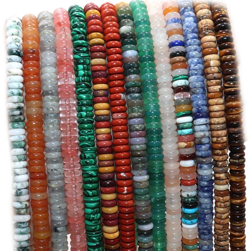 Zhe Ying 2*6mm natural stone heishi beads 6mm DIY Spacer rainbow flat disc bead spacers rondelle spacer beads for jewelry making