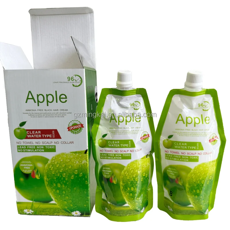 IVS OEM Wholesale Apple Black No Ammonia Black Cream 500ml*2 Natural Apple Hair Color Stain Free Apple Black Shampoo For Men