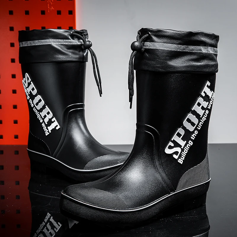 Wholesale Customized Logo European American Waterproof Pvc Rain Boots Anti Slip Durable Work Fishing Water Shoes