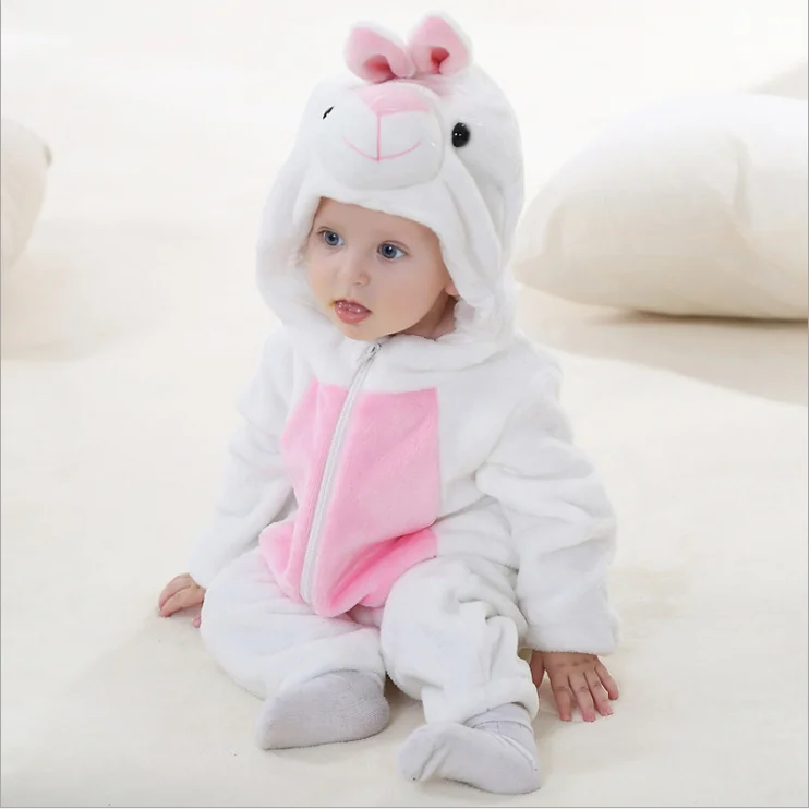 Flannel warm baby pajamas animal style jumpsuit baby clothes longsleeve infant jumpsuit with zipper