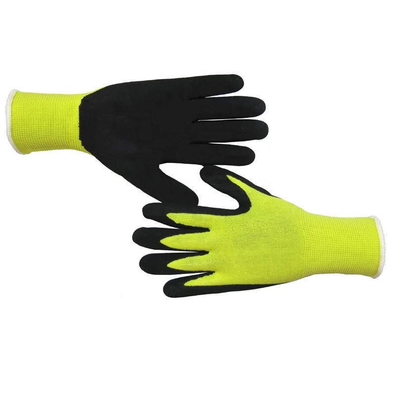 Reusable Enhanced Grip Mechanic Work Gloves Luvas Guantes, 13-Gauge Knitted Sandy Nitrile Coated, Automotive