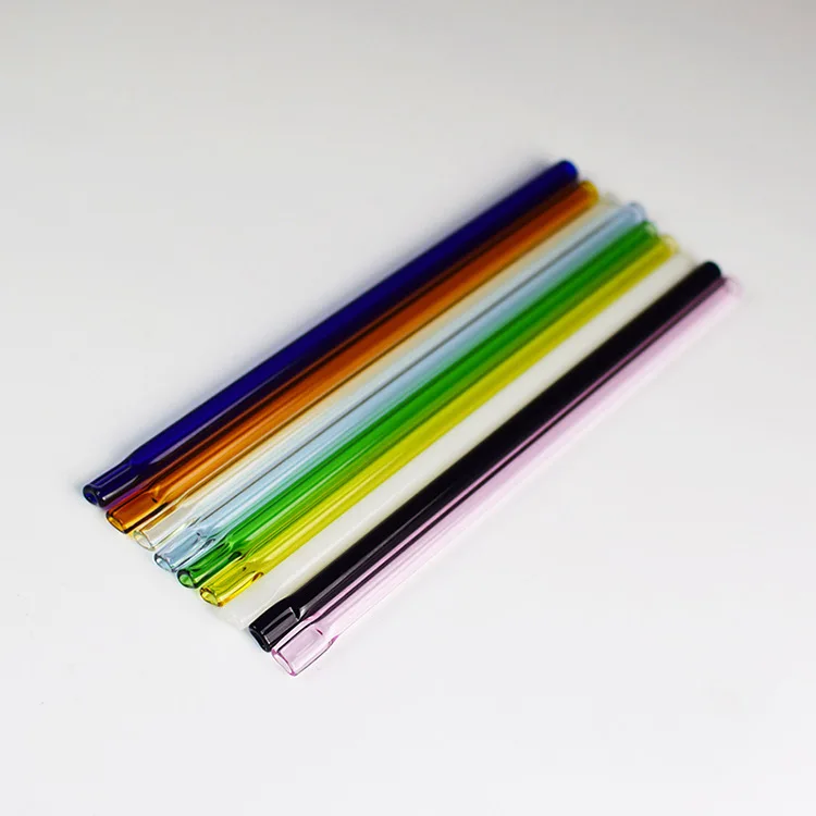 Best Selling 23 cm Long 8mm Diameter Non-Slip Card Buckle Glass Straw High Temperature Resistance Drinking Straws