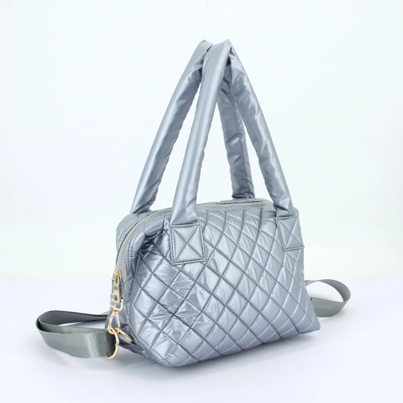 Fashion Quilted Soft Handle Tote Bag One- shoulder Lady Bag Pretty Travel Puffer Bag