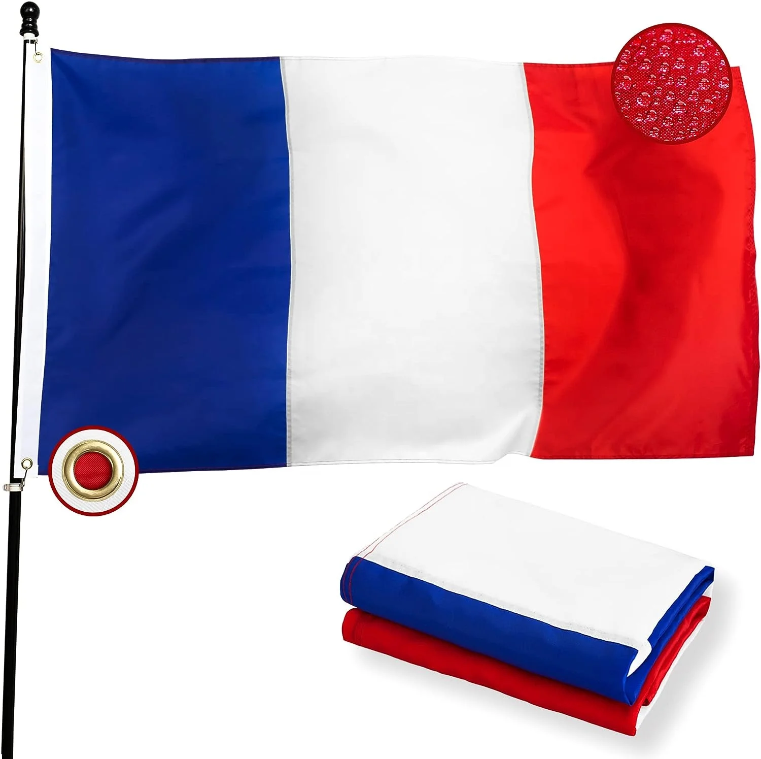 Factory Promotional Printed Durable Different Size National Country Flag Sewn Stripes Polyester Geant Rectangular French Flag