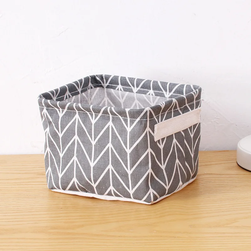 High Quality Home Collapsible Foldable Cotton and linen Cosmetics, Sundries Slim Storage Basket