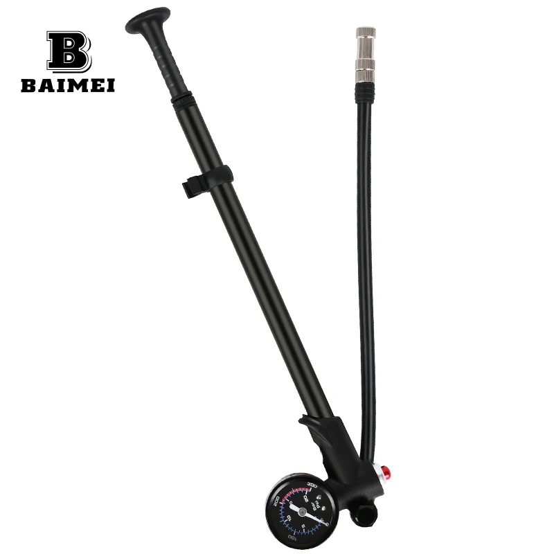 Bicycle Pump With Gauge High-pressure Portable Hand Tire Air Inflator Bike Air Shock Pump For Fork Schrader Presta Valve