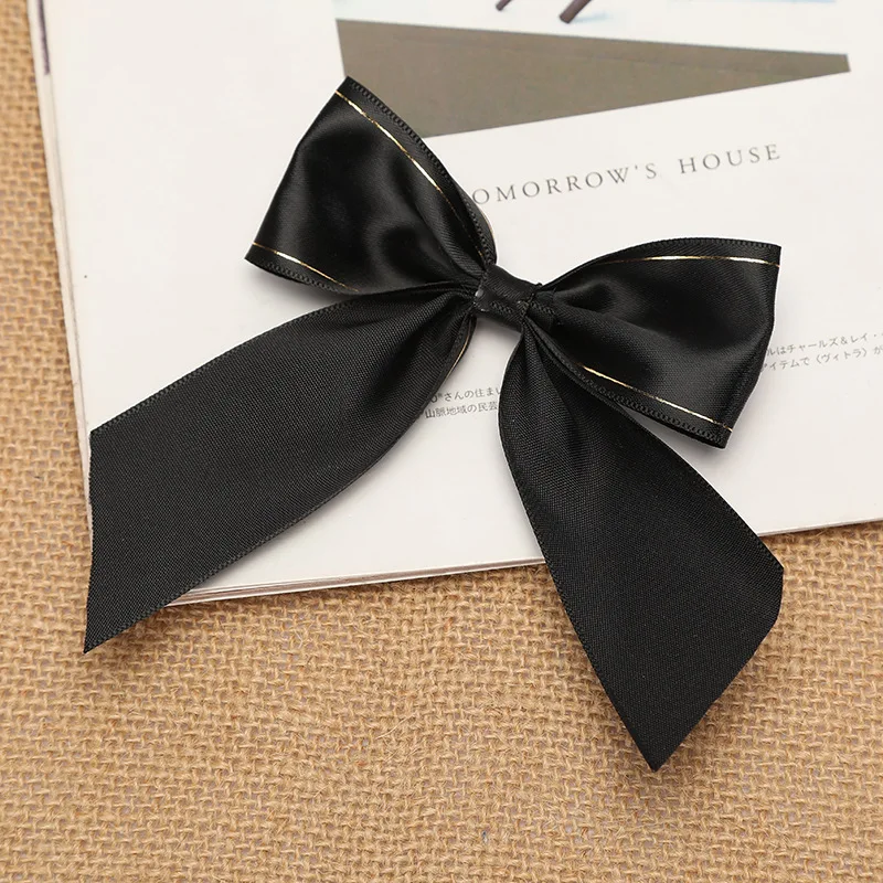Wholesales Gold Sparkle Ribbon Bow Handmade Diy Satin Ribbon Bow Decorative Ribbon Bow For Perfume Bottle