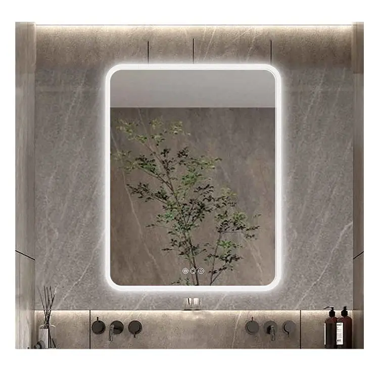 Rectangular LED Bathroom Mirror with Waterproof Mist Eliminator Smart Touch Lighting Switch Smart Bath Mirrors