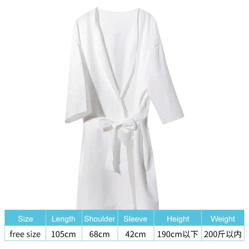 Wholesale Disposable Men Women Robe Shower Bath Robe for Travel 100% Cotton Adults Hotel Business Trip Disposable Bathrobes