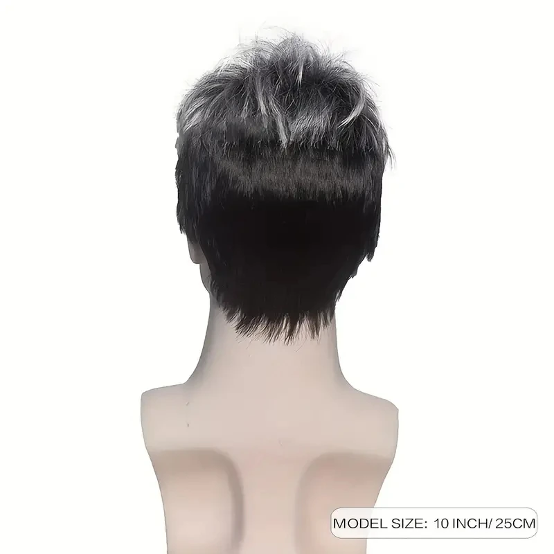 Top Quality Natural Realistic Lace Men Wig Gray Gradient Color Men Short Curly Synthetic Wig For Men