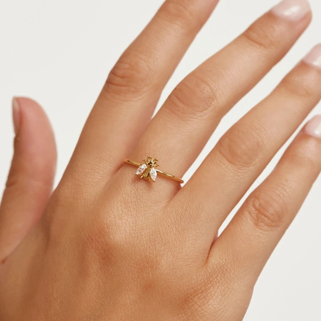 Custom Trendy Jewellery  Dainty Druzy Stones Animal Gold Plated Ring 925 Sterling Silver Gemstone Rings For Women