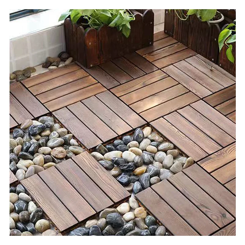 Anti-Slip Durable Wood Plastic Composite Grid Wood Flooring Interlocking Deck Tile DIY Tiles Composite Tiles