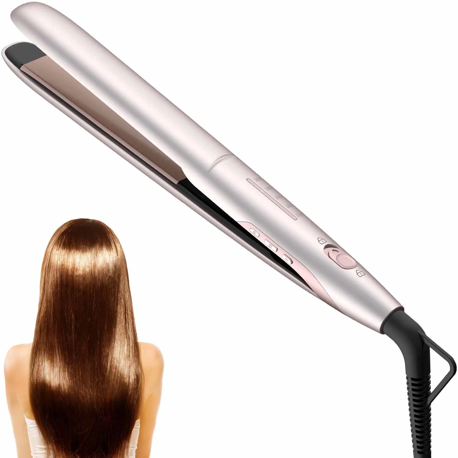 Professional Flat Iron Hair Straightener Ceramic Floating Plates Titanium Ceramic Coating For Salon Household Use All Hair Types
