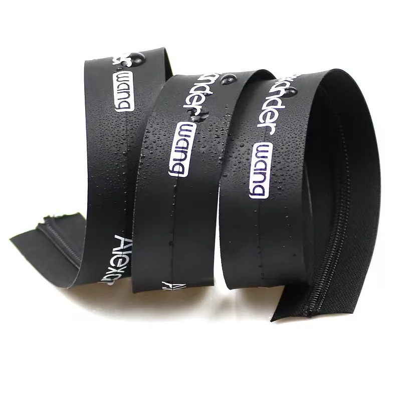 Custom Printing Logo Closed End Nylon Zip PU Waterproof Nylon Zipper
