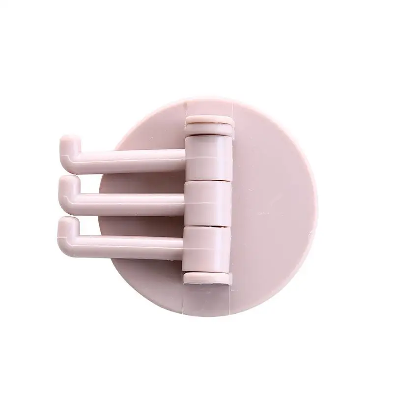 wholesale No trace paste 3 branch rotating hook kitchen bathroom wall hook home plain nail-free sticky hook