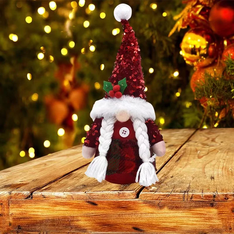 New Christmas decorations sequins Red Hat Christmas faceless doll ornaments Christmas decorations