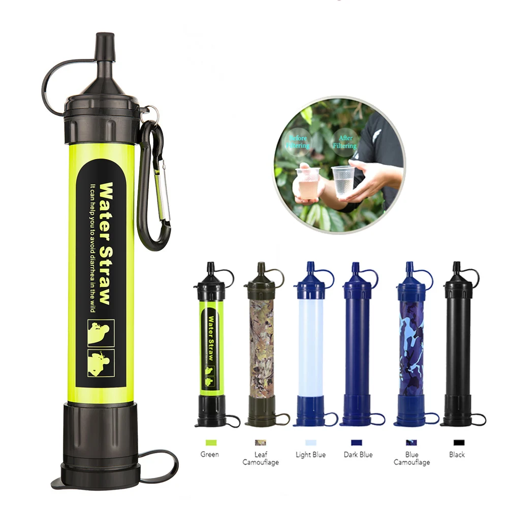 Outdoor Portable Personal Water Filter Straw Emergency Survival Water Filtration System Purifier for Camping Hiking Backpacking