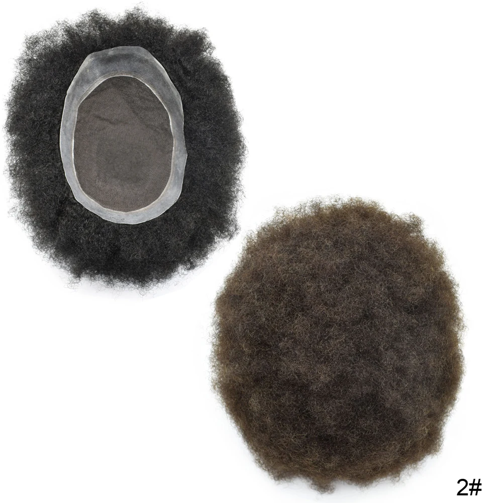 CA 100%  Remy Human Hair French Lace in Body Poly Coating Around Afro Curly Toupee for Man