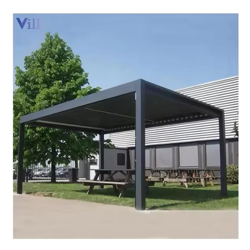 Pergola Aluminium Outdoor 3x3 Design Open Sunshade Shutter Louver Roof Electric Canopy Gazebo Glass Pergola