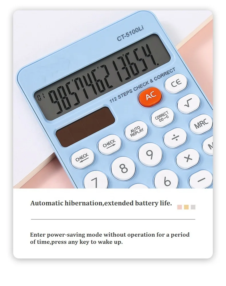 New Calculator,12-Digit Calcutors with LCD Display Sensitive Button,the Calulators Desktop with Dual Power & SOLAR