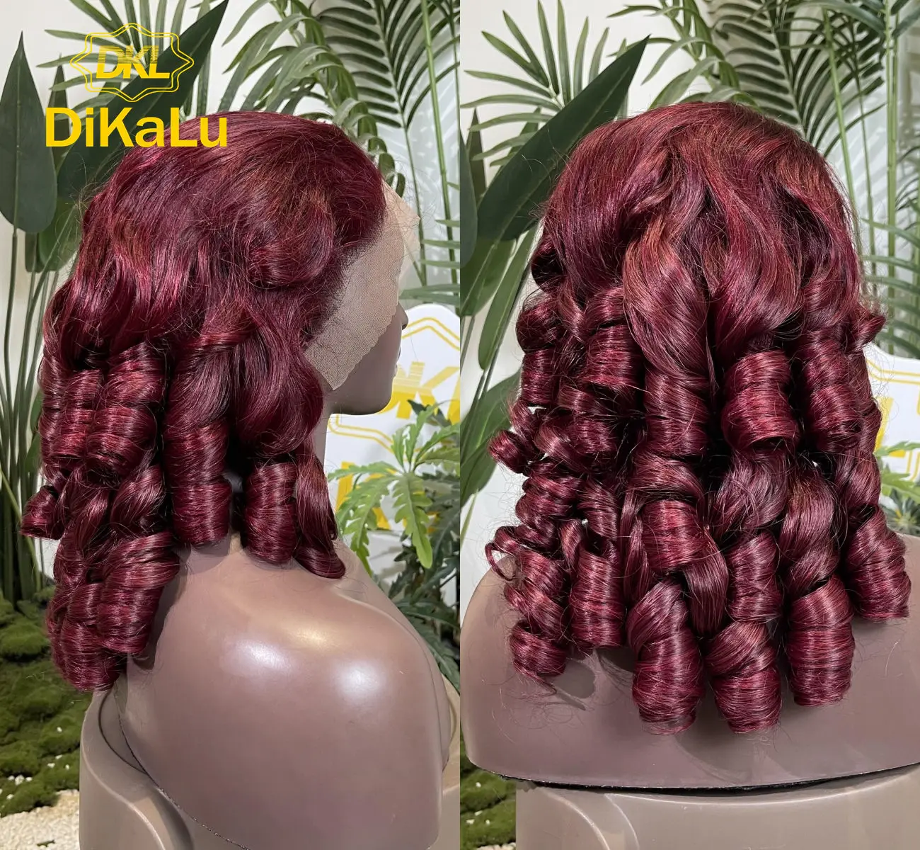 Бордовый парик из натуральных кудрявых волос 13x4 прозрачный фронтальный 250% плотности для чернокожих женщин 16-24 дюйма
