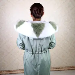 New Detachable Real Fur Parka Women Genuine Raccoon Large Collar Parka Jacket Winter Top Warm Fur Parker