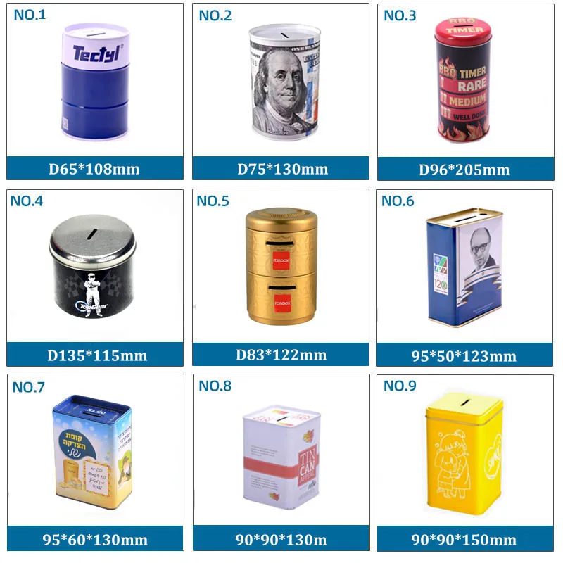 Customized coin tin can piggy bank metal money saving box donation charity gift tins