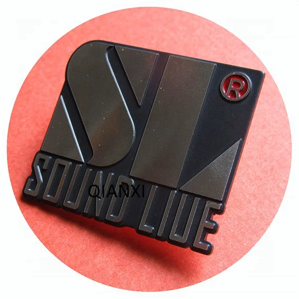 High Quality Injection Moulded 3d Name Plate Badges Die Struck Emblems Diamond Cut Nameplate