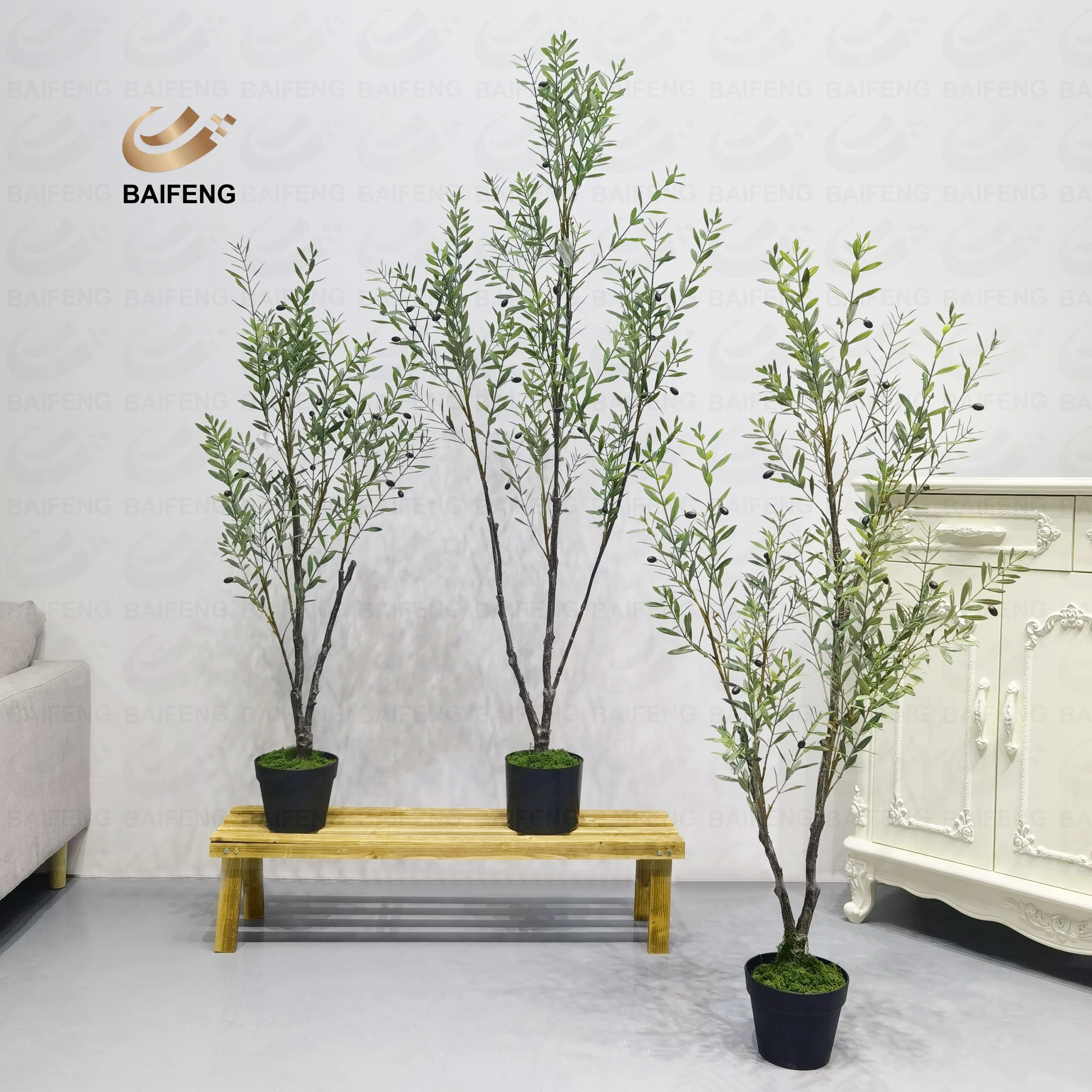 Factory Custom Plastic Artificial Olive Tree Fireproof UV Artificial Plant Decorations for Home and Office