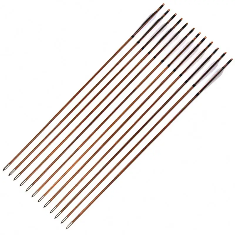 Linkboy стрельба из лука бамбуковые стрелы Spine450 32 дюйма OD мм с настоящим турецким пером Бамбуковая Стрела Лук Стрельба