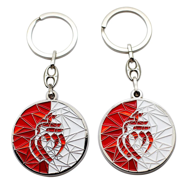 New Design Custom Promotional Advertising Keychains 2024 Round Custom Enamel Poker Chip Keychain