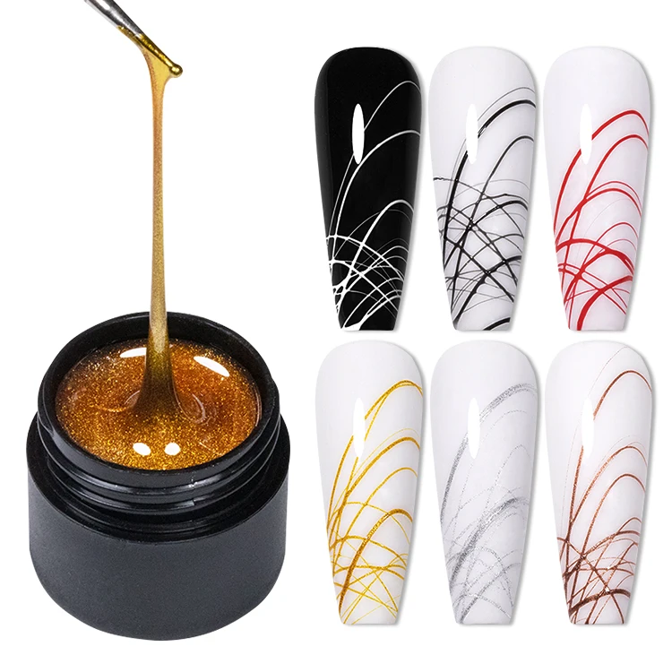 Customized Private label Newest paint Elastic Drawing Gel Soak off UV Spider painting Gel Polish For Nail Art