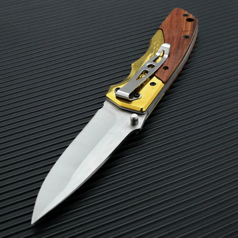 Camping Folding  knife  Outdoor EDC Self Defense Tactical Pocket Knife with  Brass Handle
