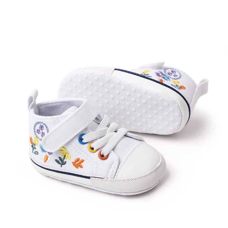 New Arrival Baby Girls Shoes Fashion Trend Embroidery Baby Canvas Shoes 2022