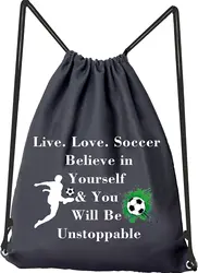 String Bag Gym Backpack Soccer Player Gifts Live Love Soccer Sport Pack Cinch Sack Team Inspirational Gift Soccer Drawstr