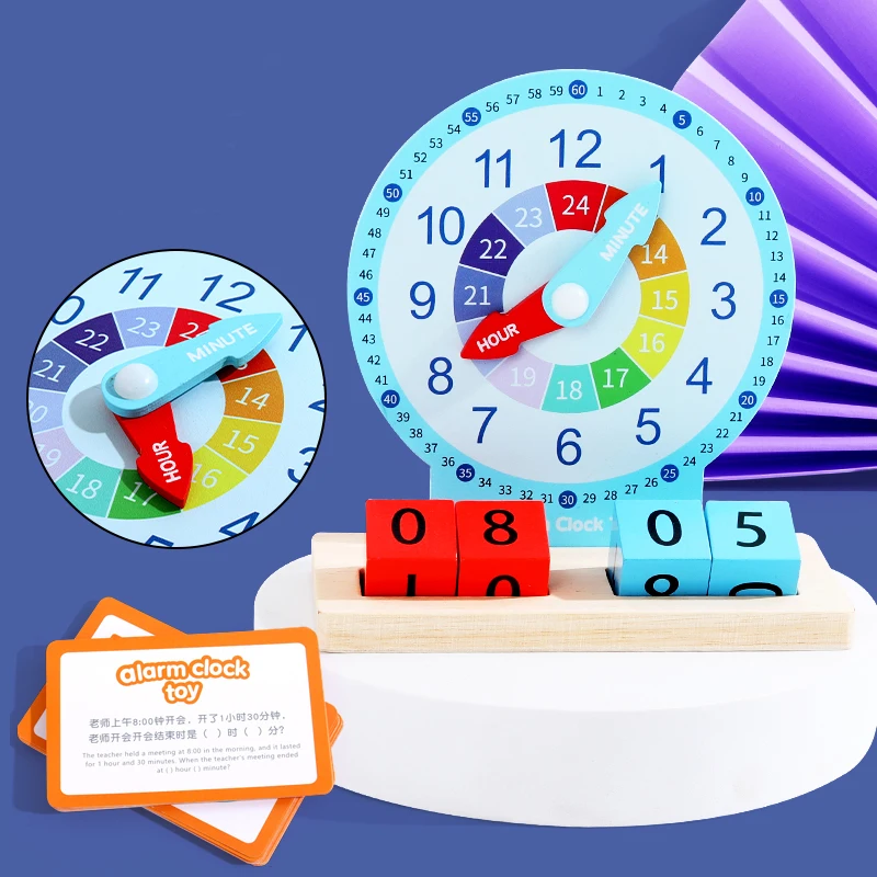 Hot 2022 time cognition math material wooden clock toys juegos montessori baby educational toys kids learning for pretend role