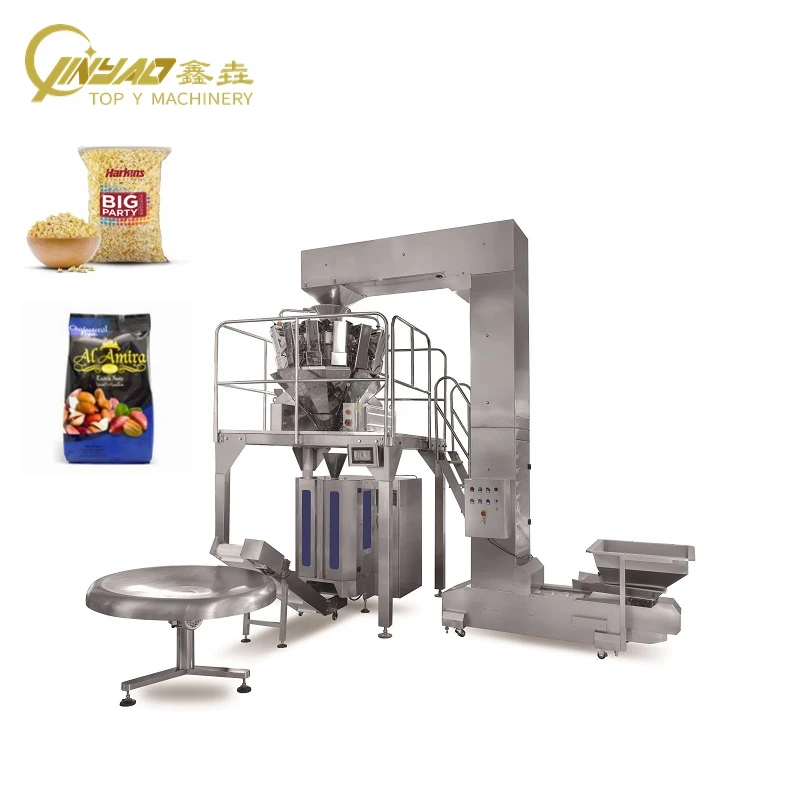 Automatic Grain Snacks Candy Ice Bean Fresh Fruit Tobacco Multihead Weigher and Vertical Packing Machine Bagger