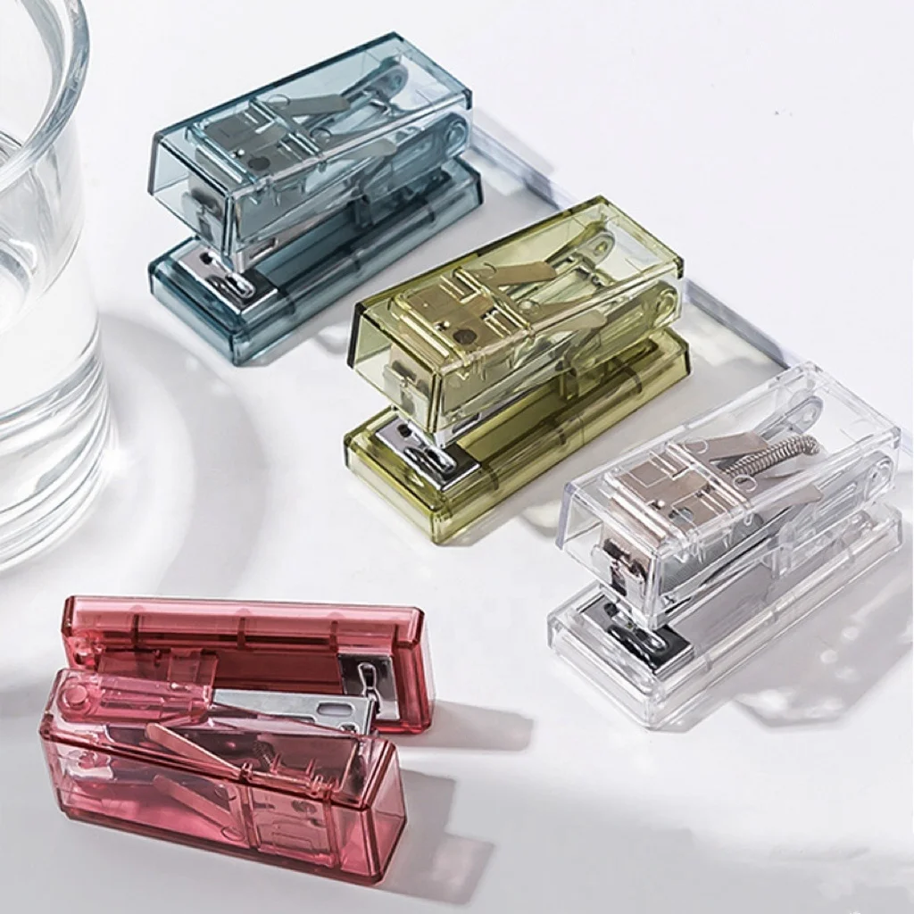 Mini transparent student binding set portable stationery stapler
