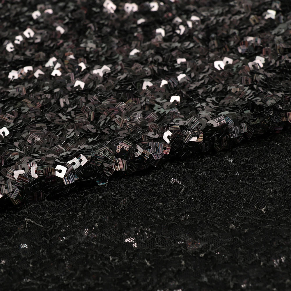 2022 Newest High Quality 100% Polyester Square Sequin Embroidered Fabric For Evening Dress and Wedding