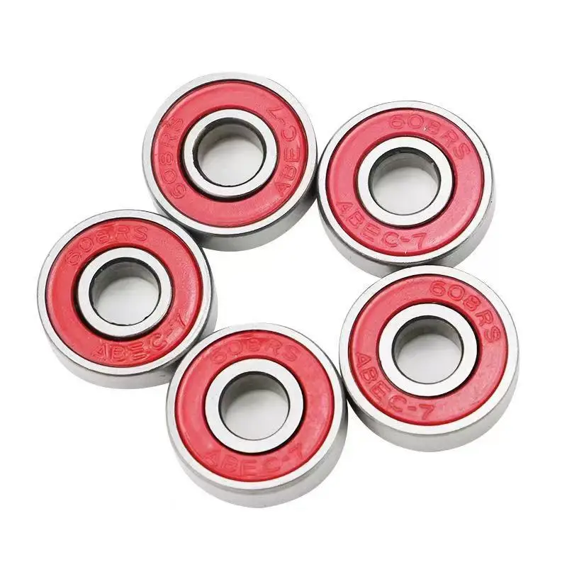 Hot sale deep groove ball bearing 608 rs ball bearing with red plastic dust cover abec 7 bearings for skateboard
