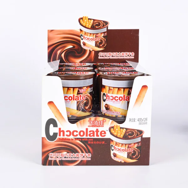 Wholesale Custom Milk Cream Jam Coated Chocolate Cookies Stick