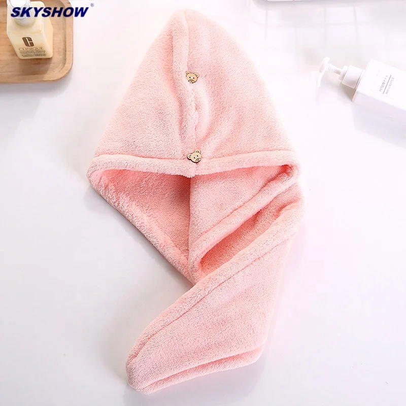 Super absorbent hair wrap towel fast drying red microfibre hair dryer towel