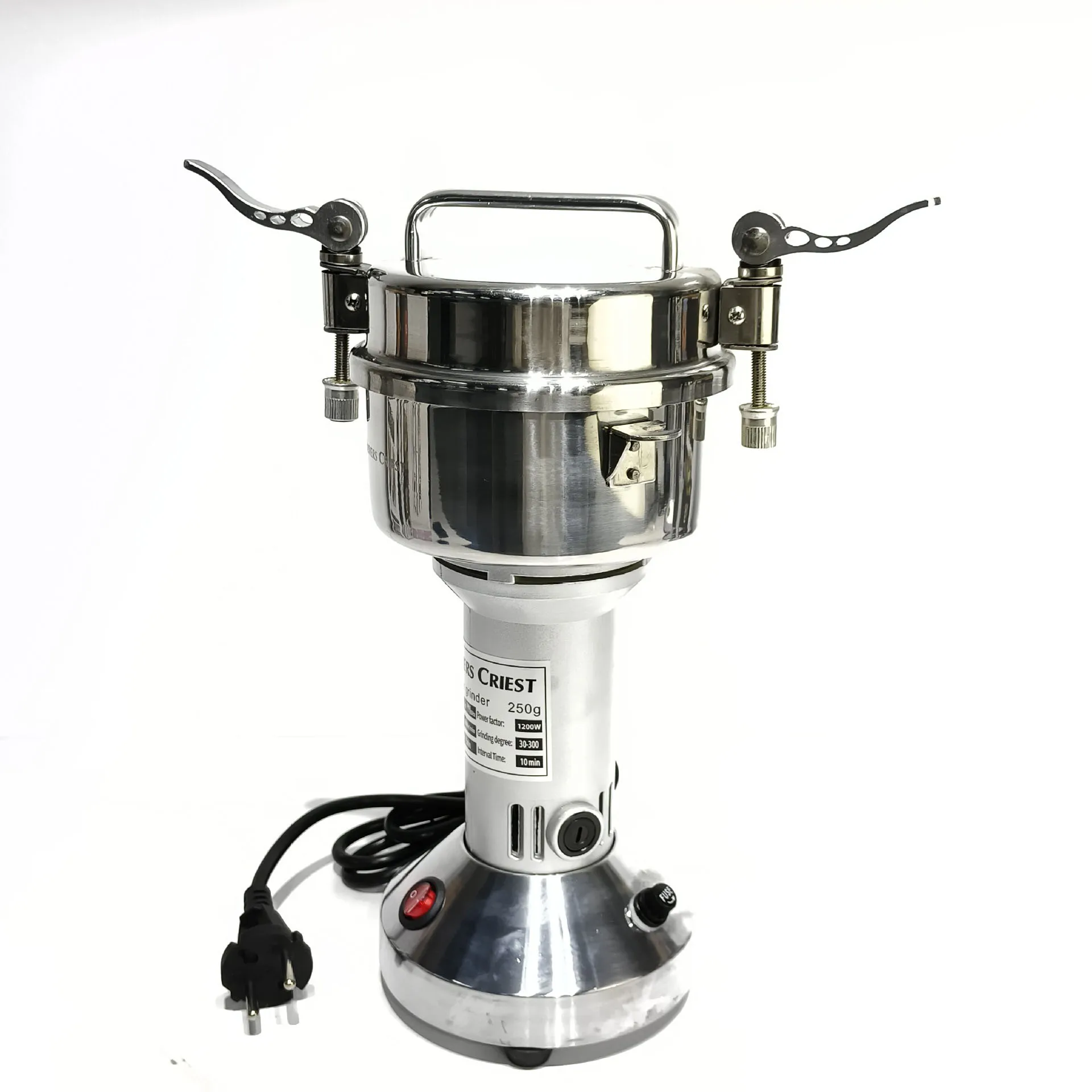 Silver Crest 250g 1200W Electric Grain Mill Grinder Commercial Spice Grinders Stainless Steel Pulverizer Powder Machine