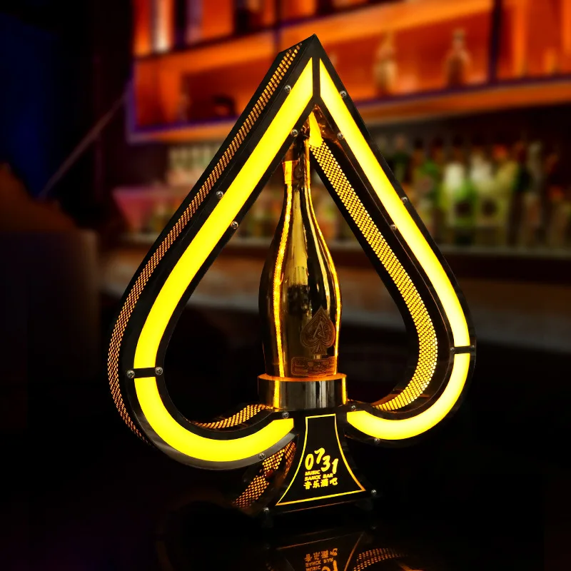 Classic LED glow ace of spade VIP bottle service presenter glorifiers display holder for liquor vodka wine tequila champagne