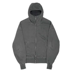 HZ006 China clothing manufacturer full zip up hoodie custom vintage acid wash zip up french terry hoodie men