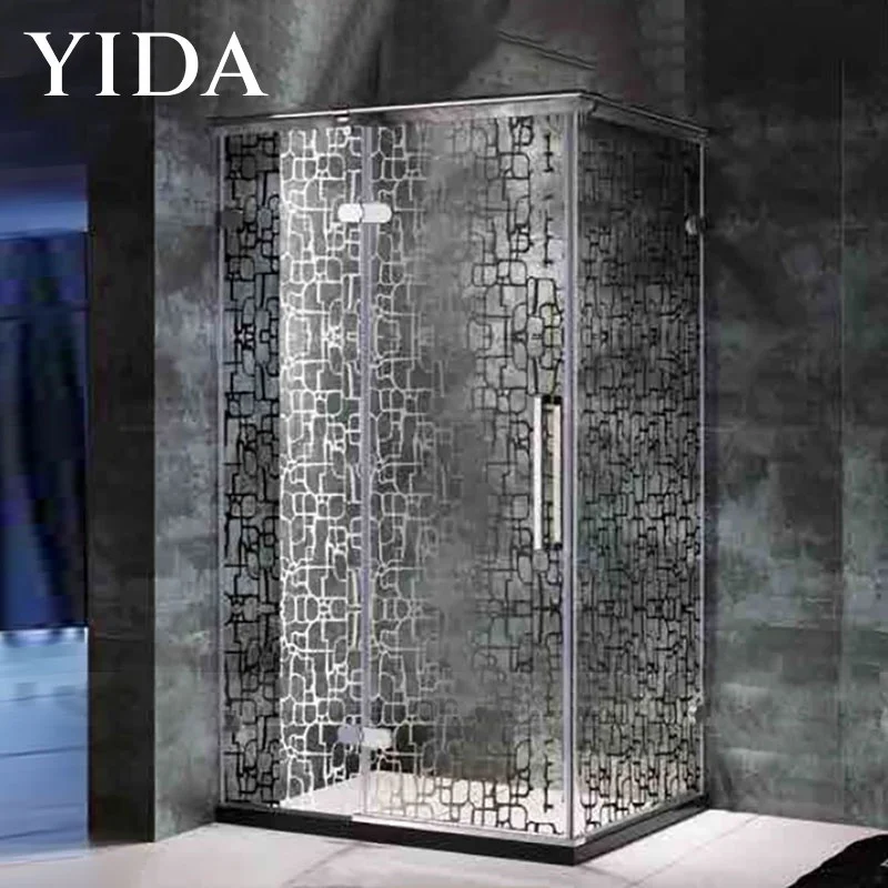 glass shower enclosure shower room shower cabin with pattern explosion-proof film