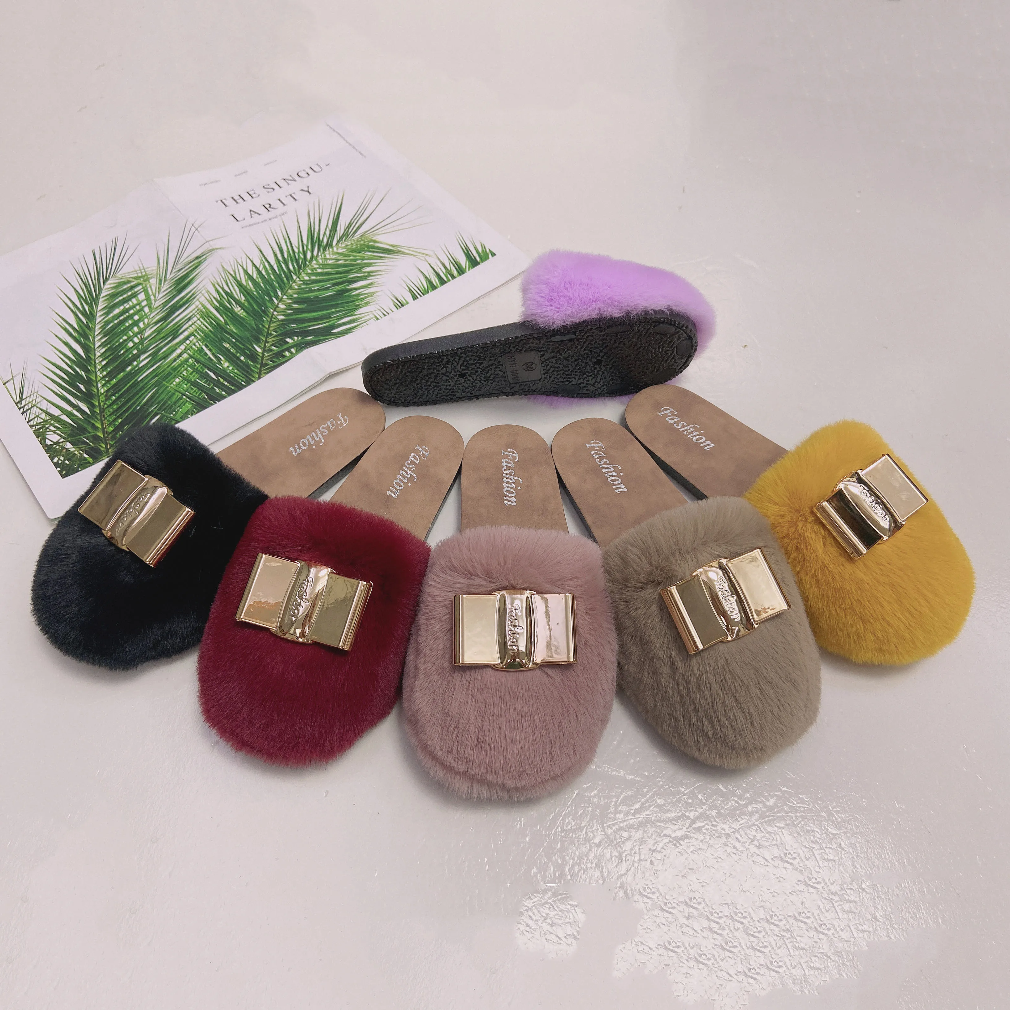 Высококачественные однотонные цветные удобные мягкие Симпатичные плюшевые детские тапочки для дома и спальни